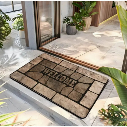 Stone patterned farmhouse welcome front door mat