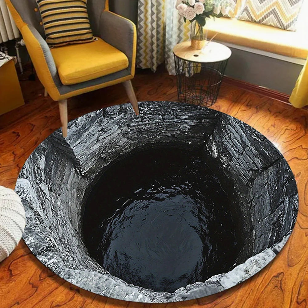 3D abyss hole illusion round rug