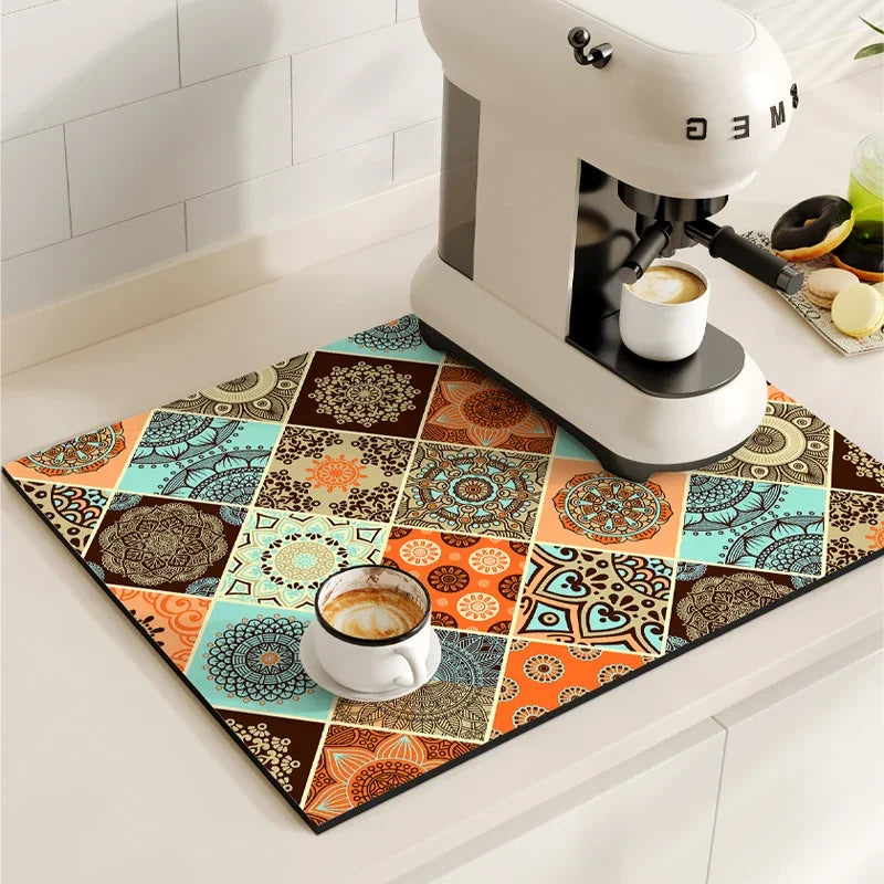 VIKAMA Vintage Bohemian Absorbent Dish Drying Mat