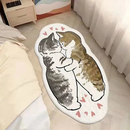 Faux Cashmere Cartoon Pet Rug Non-Slip Washable Bedroom Mat