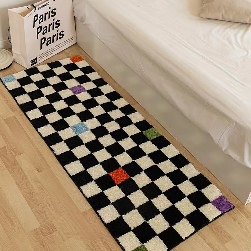 VIKAMA Colorful Geometric Striped Carpet Soft Faux Cashmere Living Room Bedroom Floor Mat