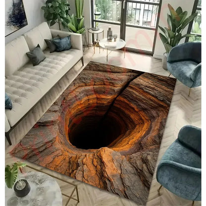 3D cave illusion novelty floor rug