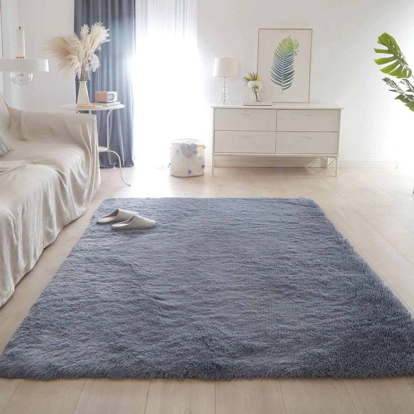 FORSWAN Gray Plush Velvet Area Rug