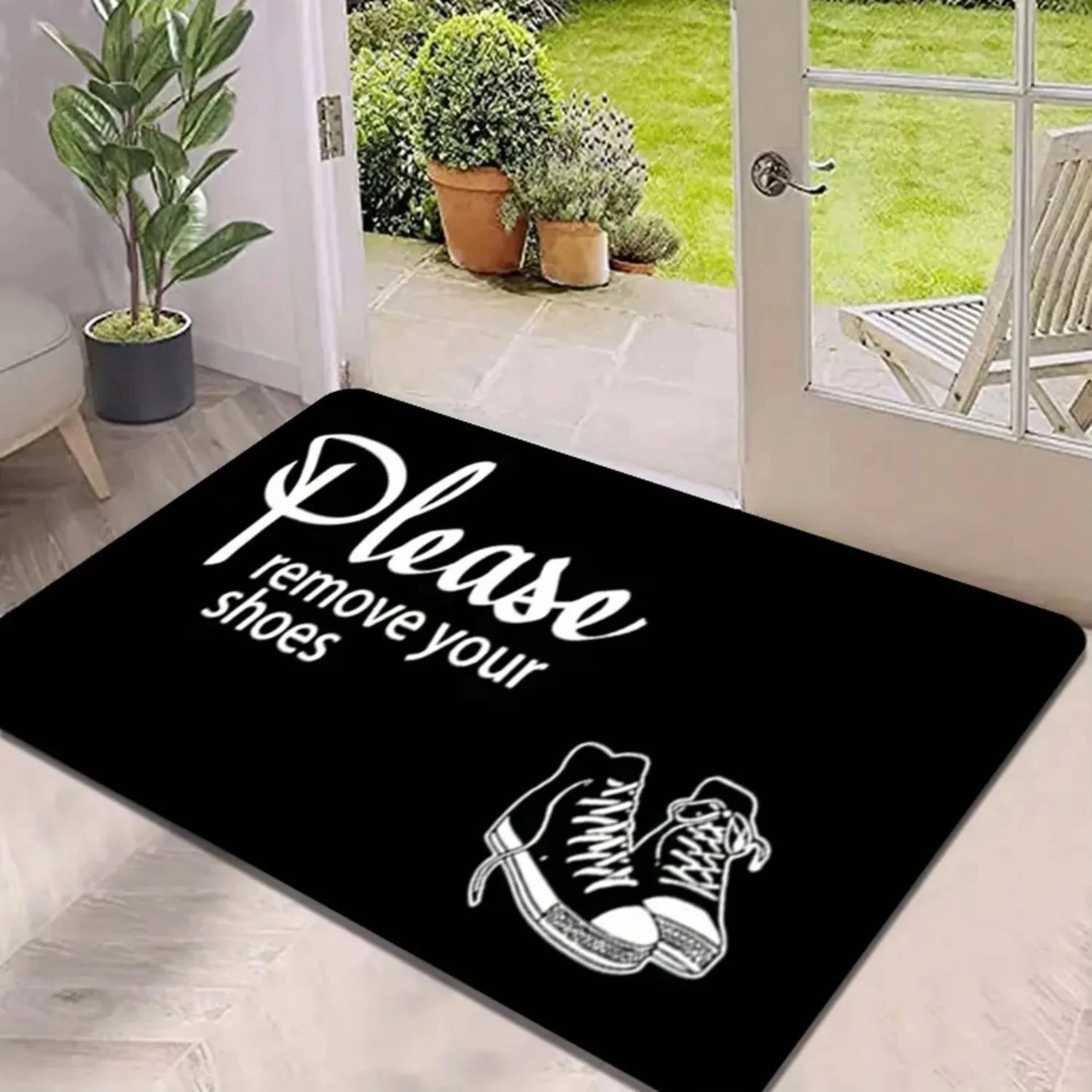 Please Take Off Your Shoes Welcome Carpet Non-Slip Living Room Bedroom Floor Rug Home Decor