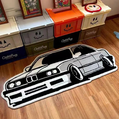 VIKAMA Car Cashmere Rug Non-Slip Bedroom Living Room Dirt-Resistant Floor Mat Home Decor