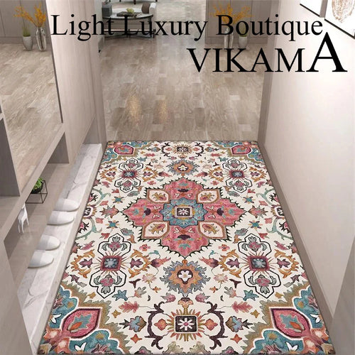VIKAMA Crystal Velvet Floor Mat Light Luxury Retro Entry Door Floor Mat Carpet Door Mat Entry Door Foot Mat Entryway Carpet