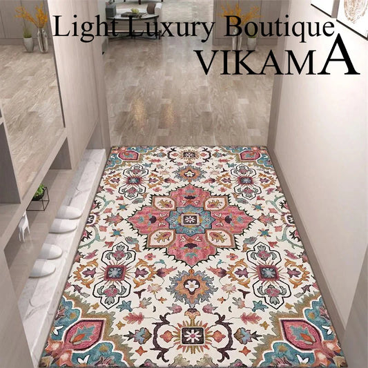VIKAMA Crystal Velvet Floor Mat Light Luxury Retro Entry Door Floor Mat Carpet Door Mat Entry Door Foot Mat Entryway Carpet