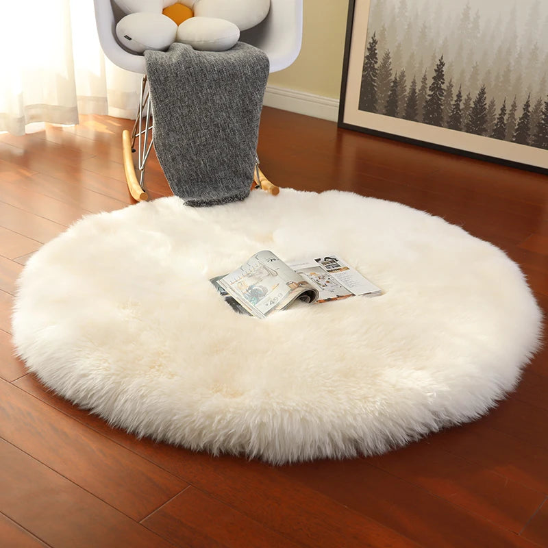Round Faux Sheepskin Fluffy Area Rug