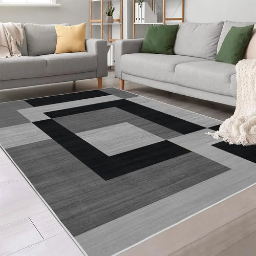 VIKAMA Geometric Style Non-Slip Living Room Area Rug