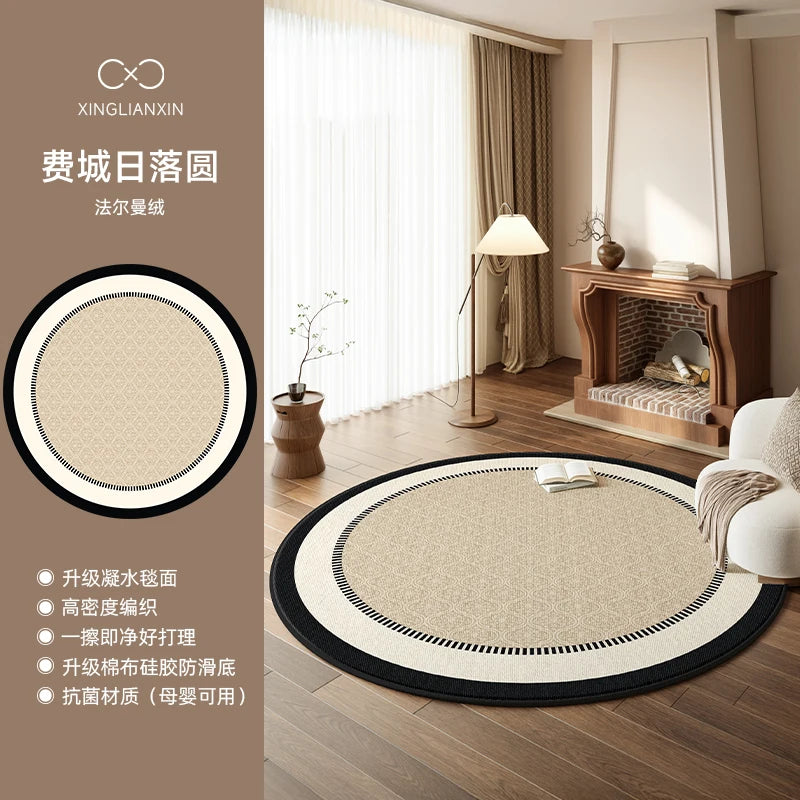 Medieval Style Round Light Luxury Washable Area Rug