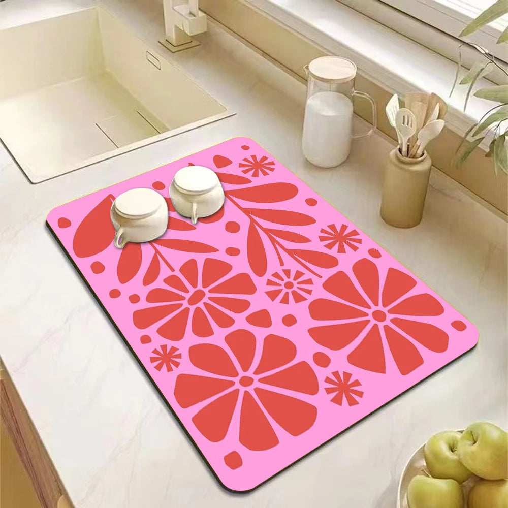 Absorbent kitchen drying drain mat