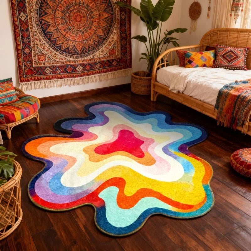 Dopamine Color Abstract Irregular Plush Area Rug