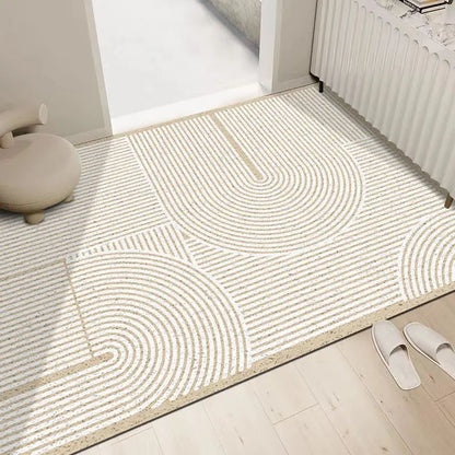 Cream silk ring cuttable entrance door mat