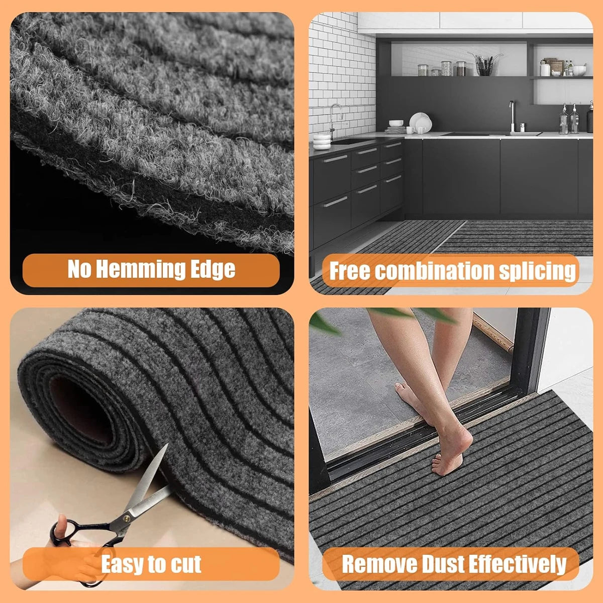 Non-slip striped kitchen and hallway mat