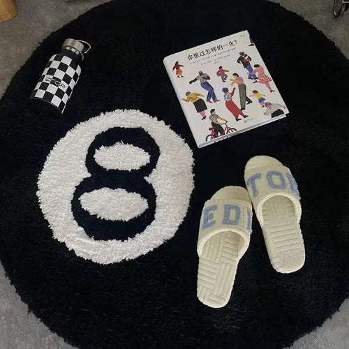 VIKAMA Halloween 8-Ball Rug Round Horror Decor Home