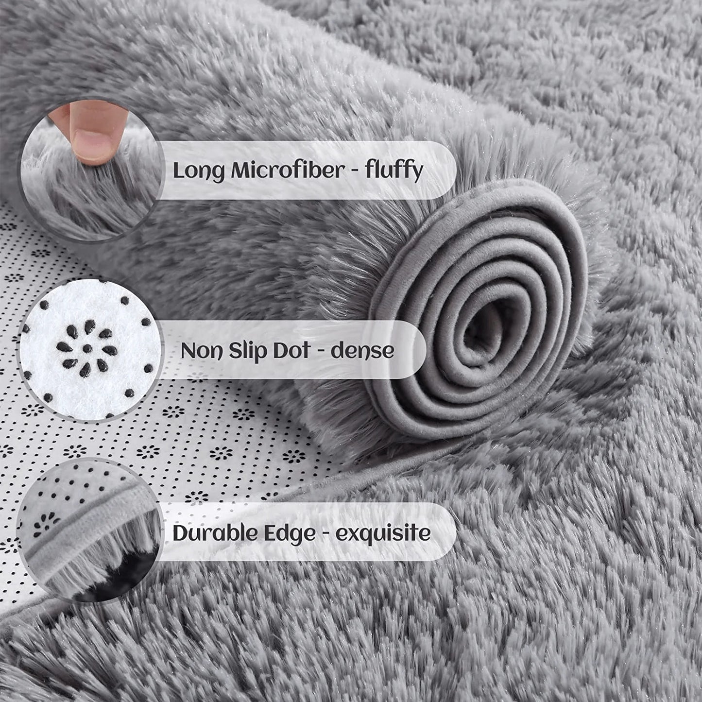 Soft Fluffy Tie-Dyed Shaggy Area Rug Non-Slip Bedroom Living Room Bedside Carpet