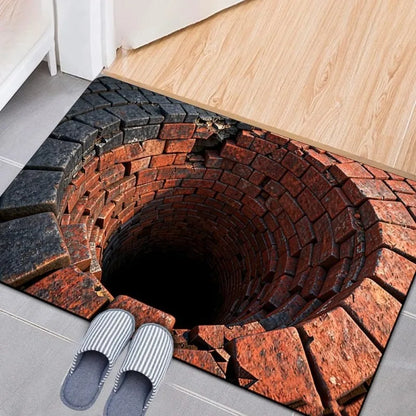 3D Stone Hole Illusion Doormat