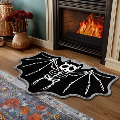 VIKAMA Black Spider Web Halloween Rug Non-Slip Bathroom Living Room Bath Mat Home Decor