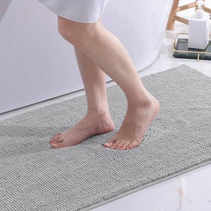 Olanly Chenille Bath Mat Super Soft Non-Slip Absorbent Bathroom Rug