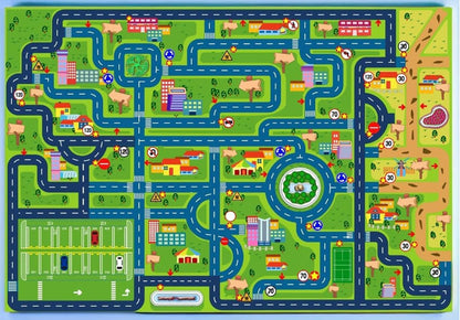 Kids city traffic interactive play rug