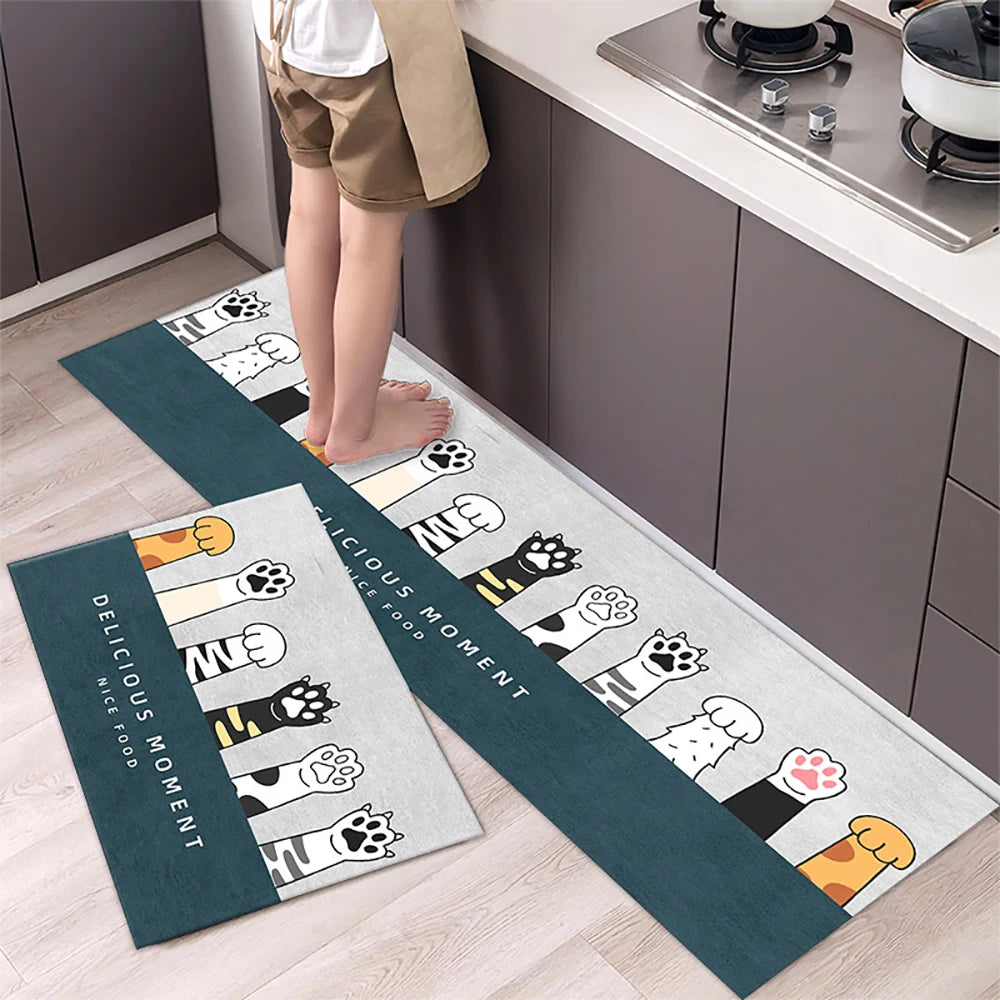 Non-Slip Kitchen Mat Long Crystal Velvet Rug Absorbent Foot Mat Bedroom Living Room Doormat Small Carpet Home Decor