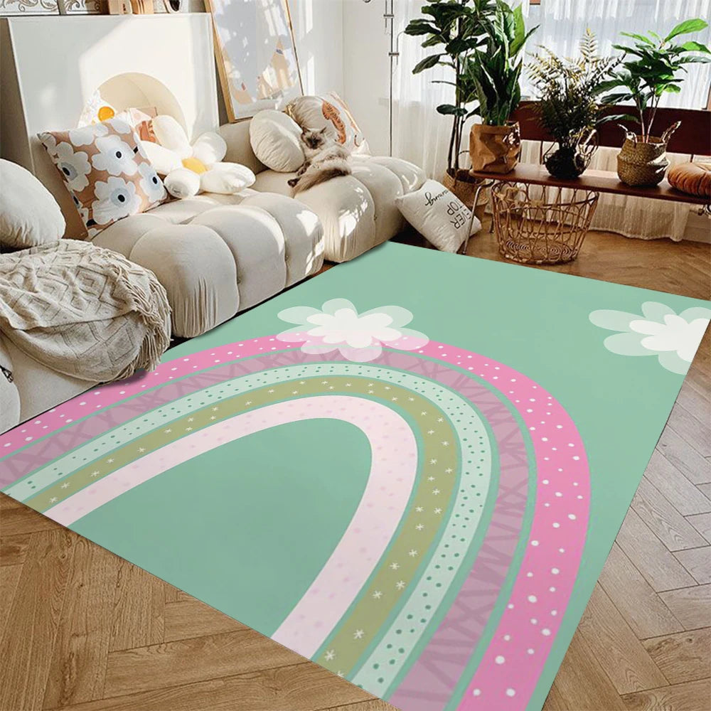 Kawaii Rainbow Kids Area Rug