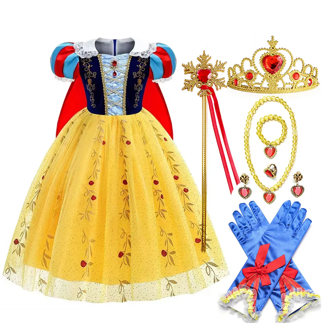 Disney Snow White Costume Dress With Cloak For Girls