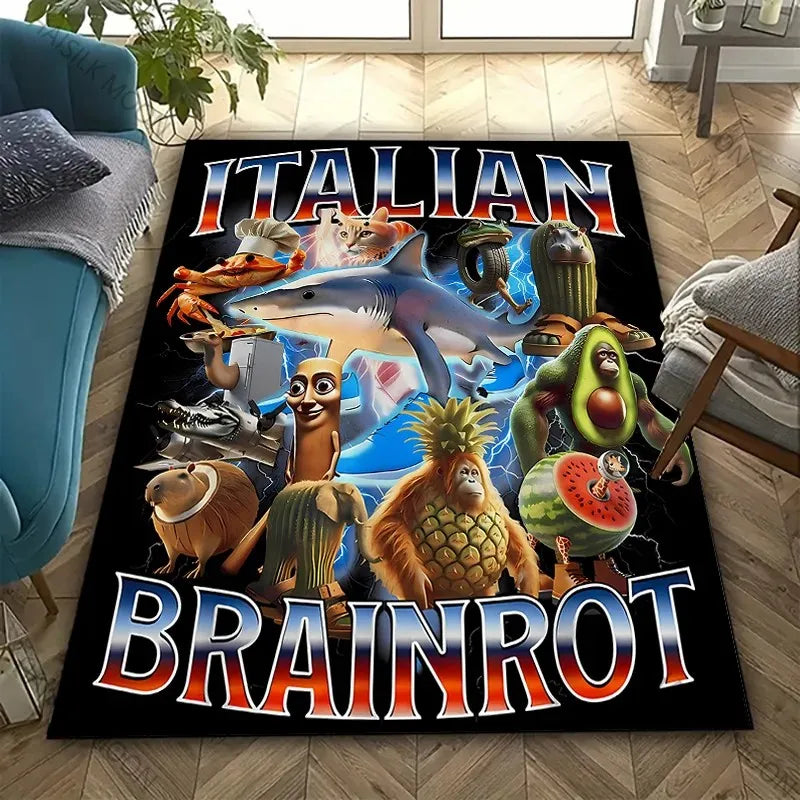 Funny Italian Brainrot Gaming Area Rug