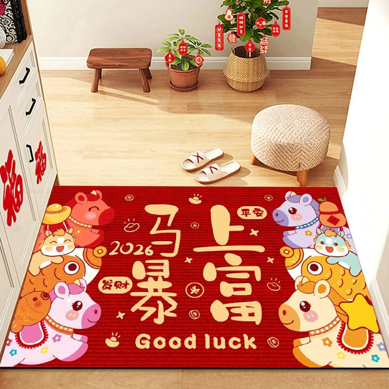2026 Chinese New Year Greetings Non-Slip Doormat