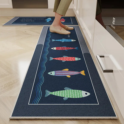 VIKAMA Cartoon Crystal Velvet Non-Slip Kitchen Floor Mat