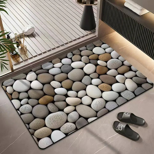 European Cobblestone 3D Effect Rug Non-Slip Carpet Living Room Bedroom Kitchen Entrance Home Decor Mat