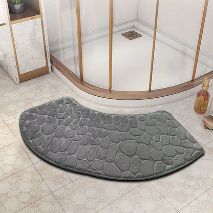 3D Cobblestone Velvet Bath Mat Non-Slip Absorbent Quick-Dry Washable Bathroom Door Rug