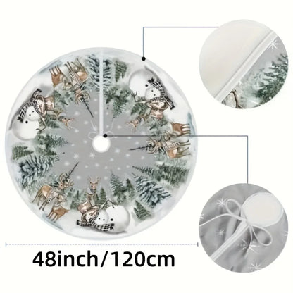 VIKAMA Christmas Snow Scene Tree Skirt Rug