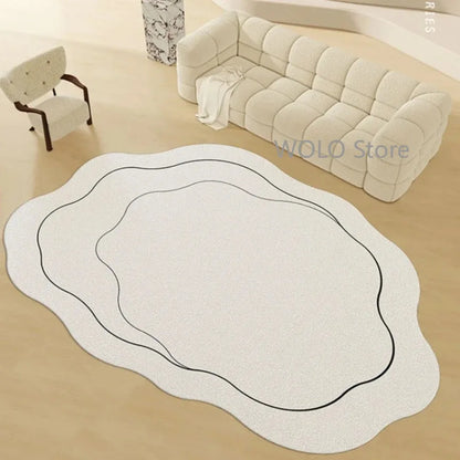 Cream Irregular Soft Fluffy Area Rug