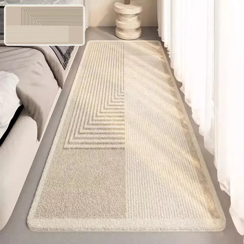 VIKAMA Minimal Line Design Non-Slip Washable Area Rug