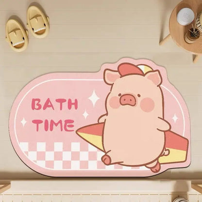 Lulu Pig Bathroom Absorbent Diatom Mud Non-Slip Quick-Dry Floor Mat Door Mat