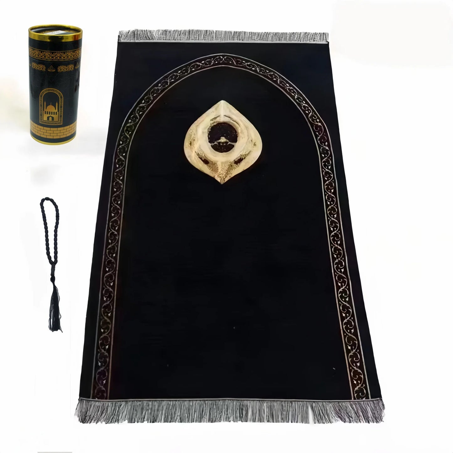 Muslim prayer rug gift set with beads