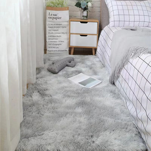 Soft Fluffy Tie-Dyed Shaggy Area Rug Non-Slip Bedroom Living Room Bedside Carpet