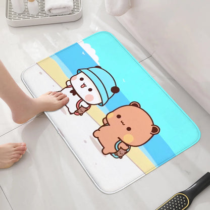 Bubu & Dudu Cartoon Welcome Mat Cute Non-Slip Entrance Rug Balcony Bathroom Bedroom Floor Carpet Home Decor