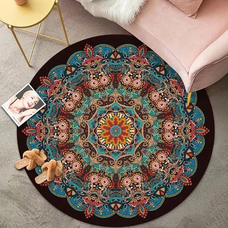 Vintage Bohemian Circular Ethnic Area Rug