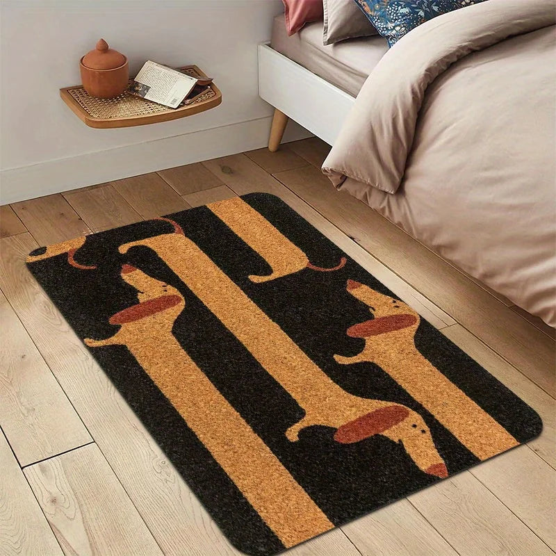 VIKAMA Funny Dachshund Non-Slip Coir Entrance Doormat