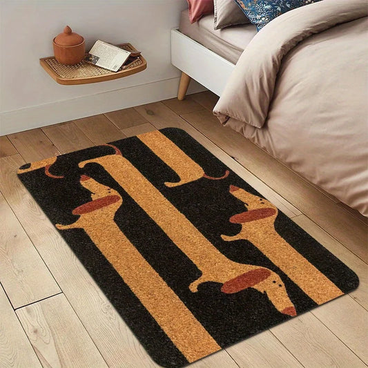 VIKAMA Funny Dachshund Non-Slip Coir Entrance Doormat