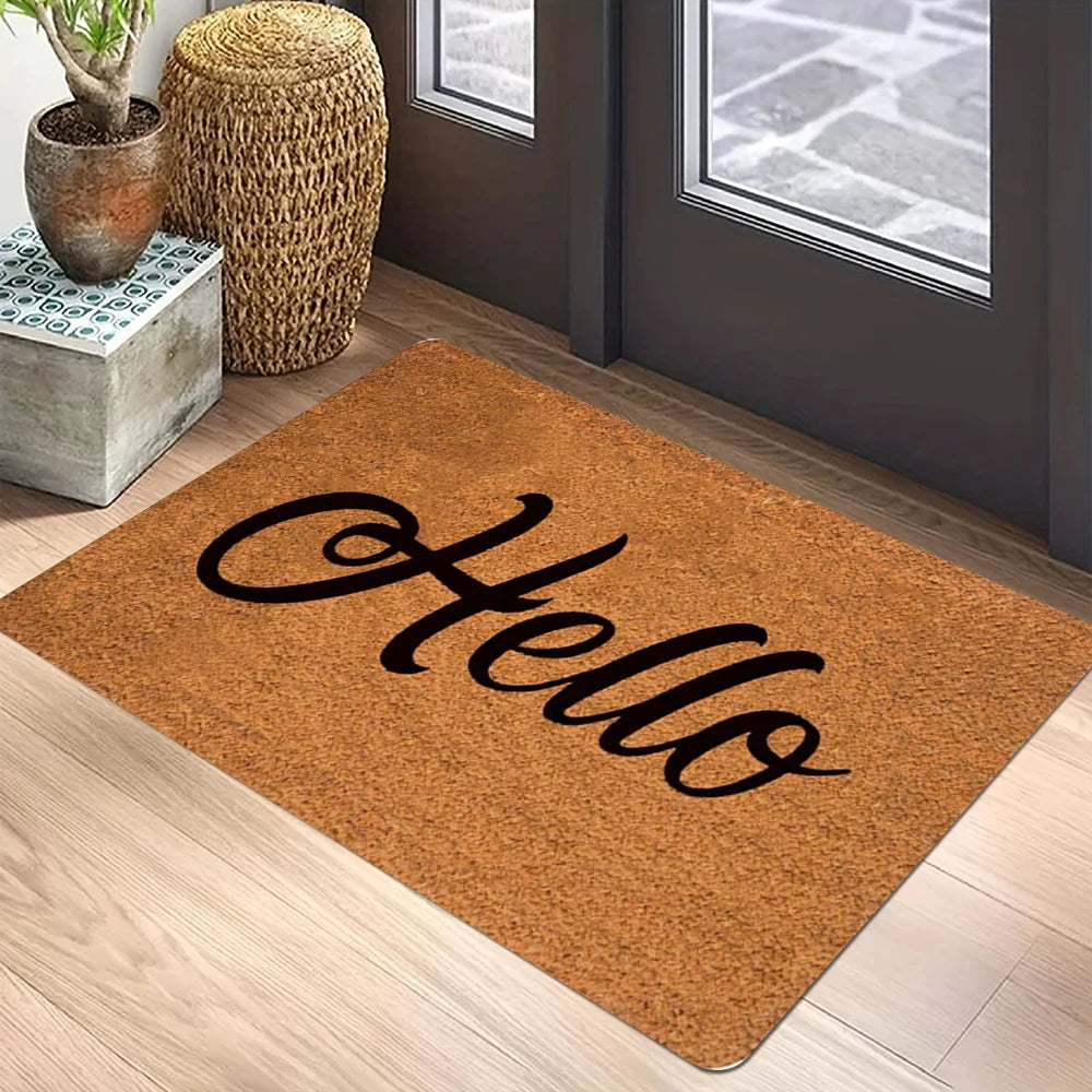 Hello handwritten anti-slip entryway door mat