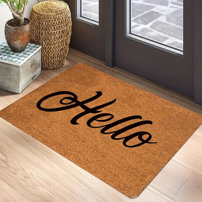 Hello handwritten anti-slip entryway door mat