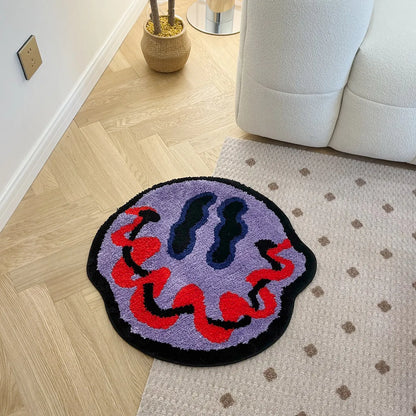 Trippy Smiling Face Tufted Handmade Rug