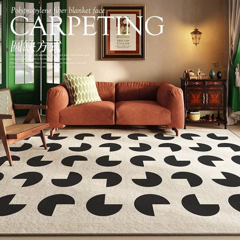 VIKAMA French Vintage Large Area Living Room Carpet Stain-Resistant Non-Slip Bedroom Floor Mat
