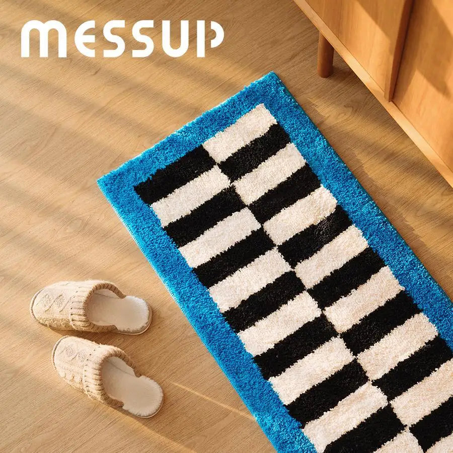 VIKAMA Colorful Geometric Striped Carpet Soft Faux Cashmere Living Room Bedroom Floor Mat