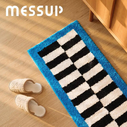 VIKAMA Colorful Geometric Striped Carpet Soft Faux Cashmere Living Room Bedroom Floor Mat