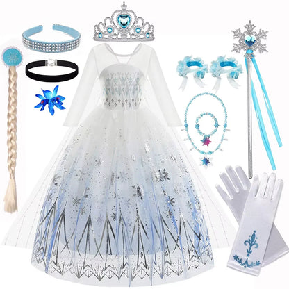 Disney Frozen Elsa White Lace Princess Dress For Girls