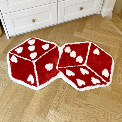 Red Dice Tufted Non-Slip Rug